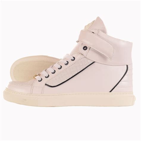 white high top strap versace sneaker|Versace high top vintage sneaker.